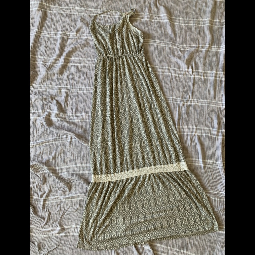 Medium Grey and White Maxi Dress